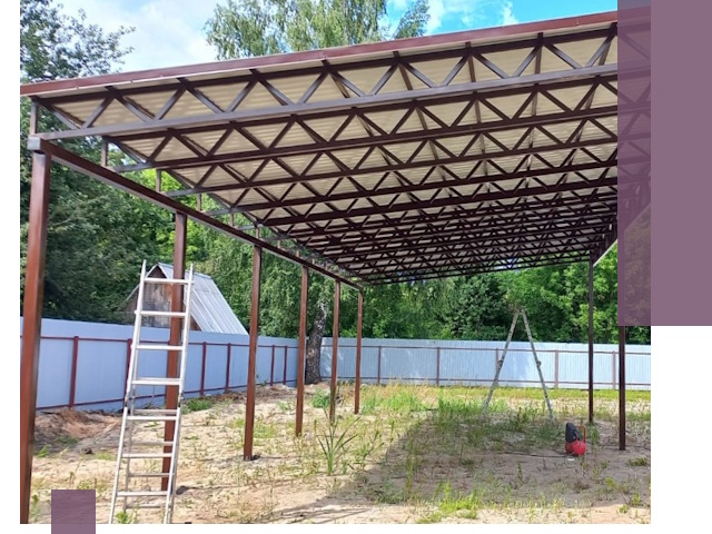 Односкатные навесы под ключ в Улане-Удэ — изготовление и монтаж